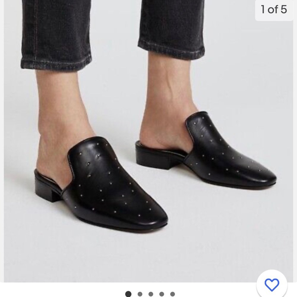 RAG & BONE Black studded mules